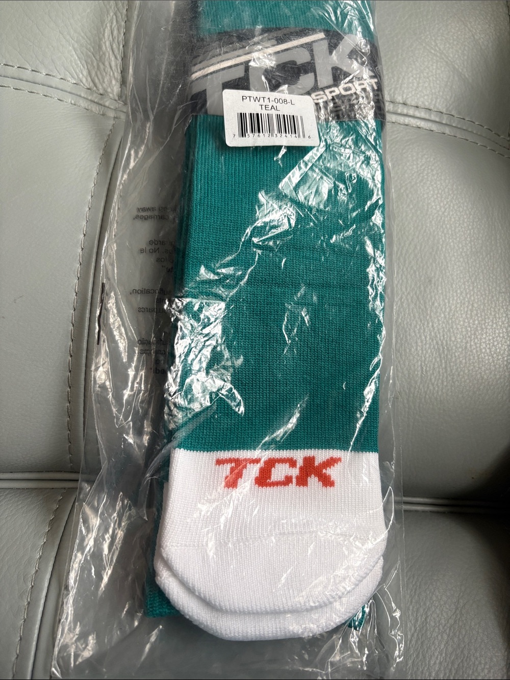 TC Teal, White and Red Athletic Crew Socks for Men
